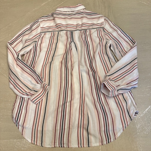 beachlunchlounge Pink and Brown Relaxed Button Down Shirt Beach Coverup - Picture 6 of 6